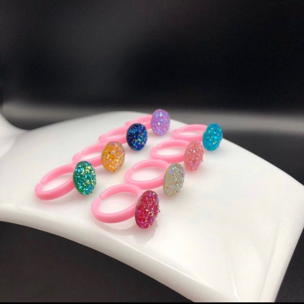 Resin Glitter Rhinestone Ring Set - Picture 2 of 5